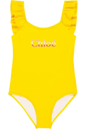 Chloé ChloÃ© Kids Logo printed ruffled swimsuit