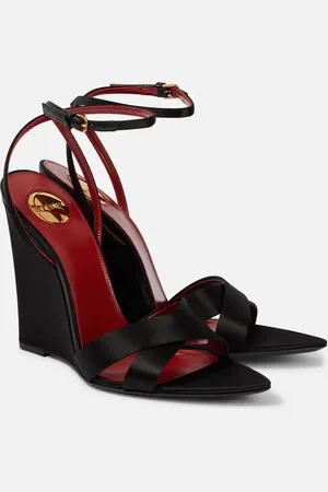 Saint Laurent Bibi 110 crÃªpe satin wedge sandals