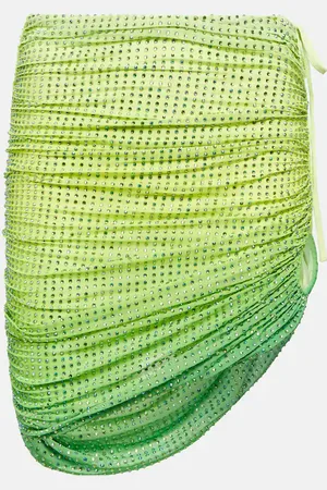 Self-Portrait Embellished ruched cutout miniskirt
