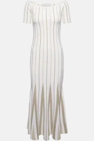 GABRIELA HEARST Striped off-shoulder virgin wool maxi dress