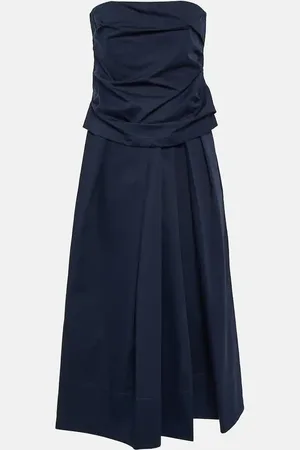 CO Strapless tton and silk midi dress