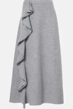 ULLA JOHNSON Mireya ruffled wool felt maxi skirt