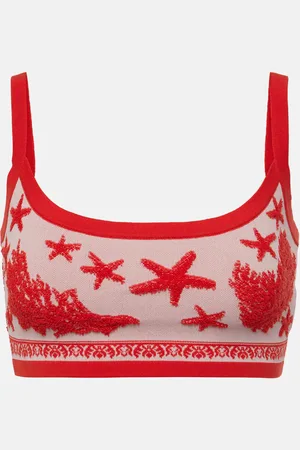VERSACE Cotton-blend jacquard crop top