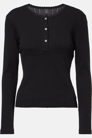 Leset Pointelle cotton Henley shirt