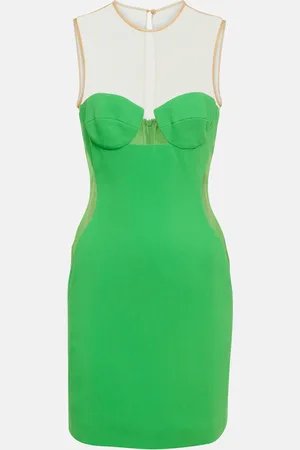 Stella McCartney Mesh-paneled crÃªpe minidress
