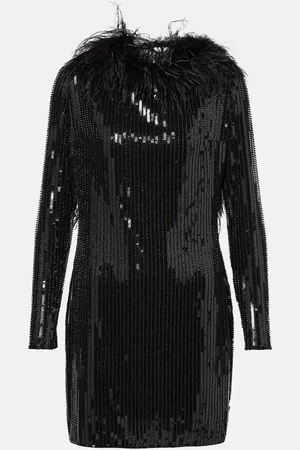 Ilkyaz Ozel Juises feather-trimmed sequined minidress