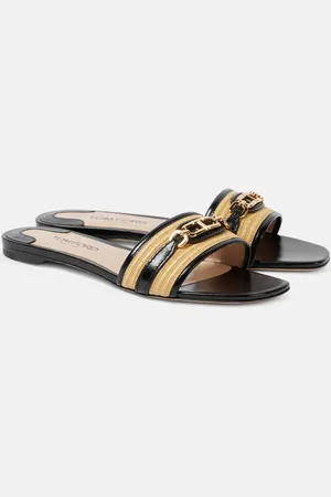 Tom Ford Whitney leather and raffia slides
