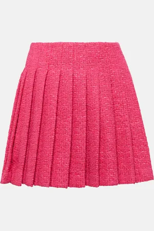 Self-Portrait Pleated bouclÃ© miniskirt