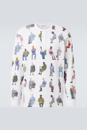 J.W.Anderson Printed waffle-knit cotton Henley shirt