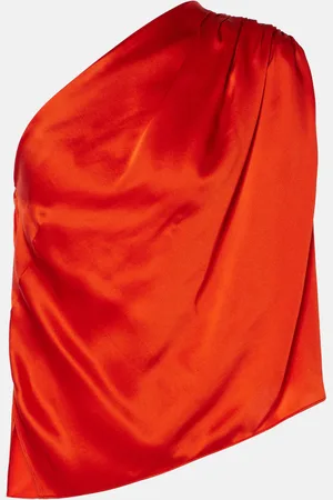 The Sei Asymmetric one-shoulder silk satin top