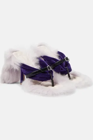 Burberry Step Post Shearling-trimmed sandals