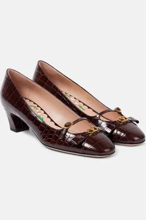 VALENTINO GARAVANI Bowow 45 croc-effect leather pumps
