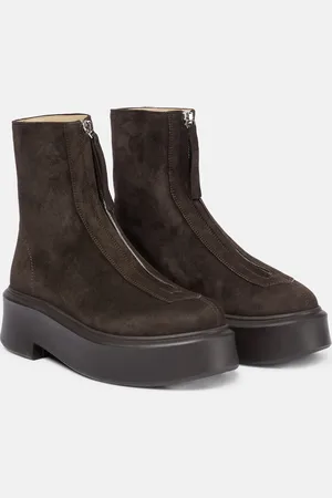 The Row Zipped Boot 1 suede ankle boots