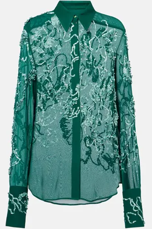 DRIES VAN NOTEN Embellished semi-sheer shirt