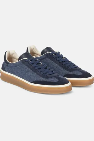 Loro Piana Tennis Walk suede-trimmed denim sneakers