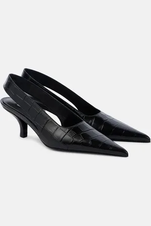 Totême Croc-effect leather slingback pumps