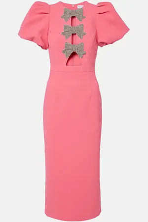 Rebecca Vallance Posey embellished puff-sleeve midi dress