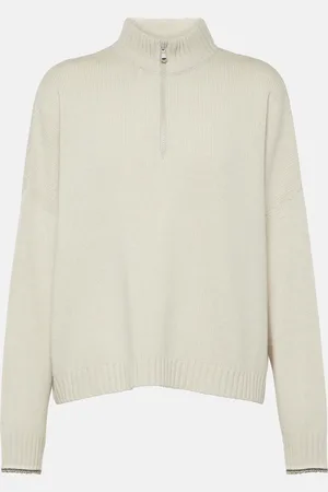 Brunello Cucinelli Wool, cashmere, and silk half-zip sweater