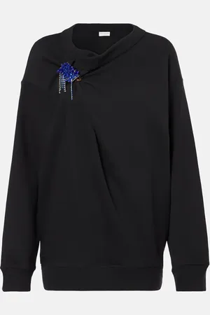DRIES VAN NOTEN Embellished gathered cotton sweater