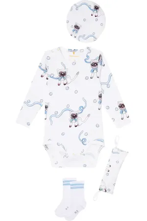 Mini Rodini Baby cotton-blend romper, hat and socks set