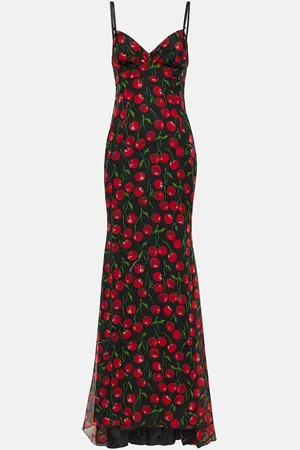 Dolce & Gabbana Cherry printed silk chiffon gown