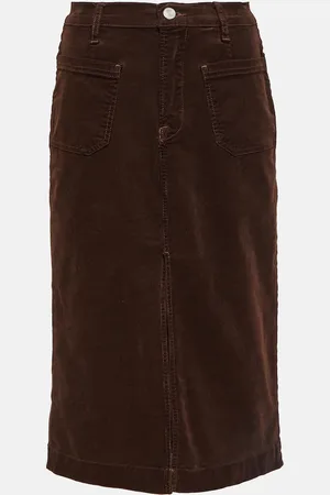 Frame High-rise corduroy midi skirt