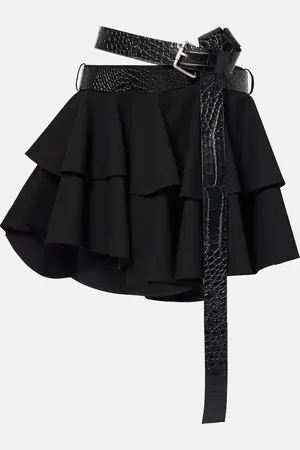 Loewe Belted tiered cotton miniskirt