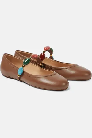 Gianvito Rossi Shanti embellished leather Mary Jane flats