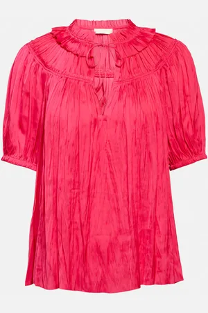 ULLA JOHNSON Eleni plisseÌ satin top