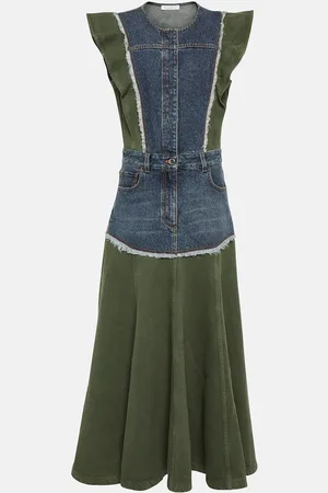 Chloé ChloÃ© Denim-paneled midi dress