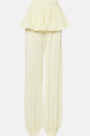 Alaïa AlaÃ¯a Mid-rise semi-sheer wide-leg pants