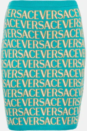 VERSACE Allover cotton-blend miniskirt