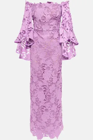 Oscar de la Renta Floral off-shoulder lace gown