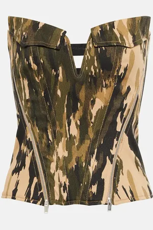 DION LEE Printed twill corset top