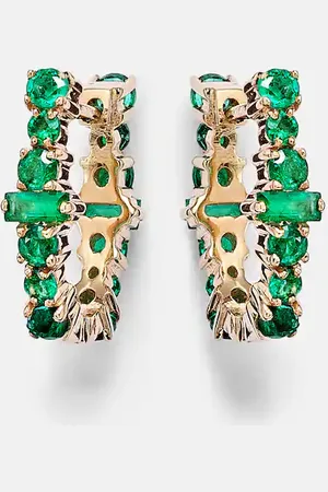 Ileana Makri Rivulet 18kt gold hoop earrings with emeralds