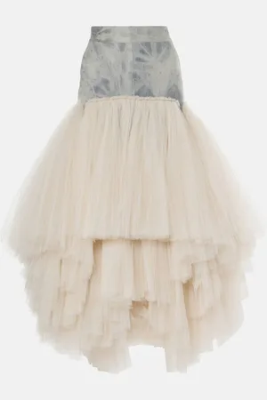 MATICEVSKI Graceful denim and tulle maxi skirt