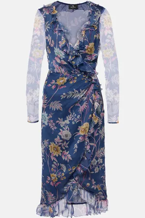 Etro Floral silk wrap dress