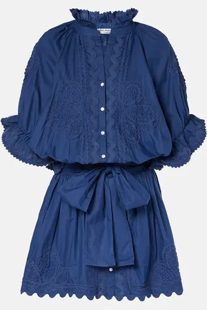 Juliet Dunn Embroidered cotton poplin minidress