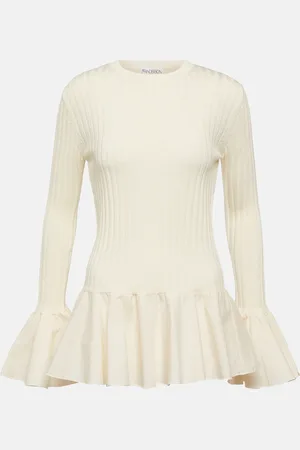 J.W.Anderson Ruffled ribbed-knit wool sweater