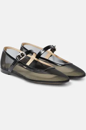 Le Monde Beryl Le Monde BÃ©ryl Patent leather-trimmed mesh flats
