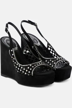 RENE CAOVILLA Embellished suede platform sandals