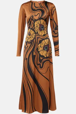 La DoubleJ Clingy Swing floral satin maxi dress