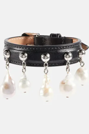 Alaïa AlaÃ¯a Mother-of-pearl leather bracelet