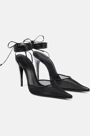 MAGDA BUTRYM Embellished mesh and leather pumps