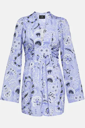 Etro V-neck printed cotton-blend minidress