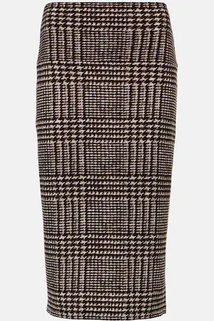 Norma Kamali Checked high-rise midi skirt