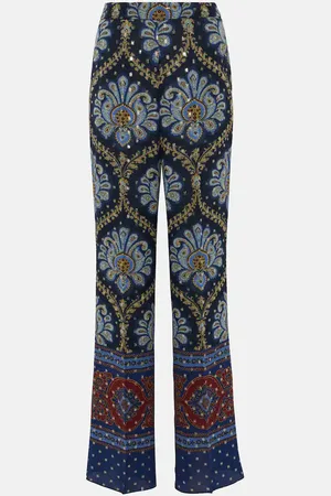 Etro Paisley silk-blend wide-leg pants