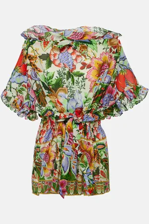 Etro Floral ruffled cotton blouse