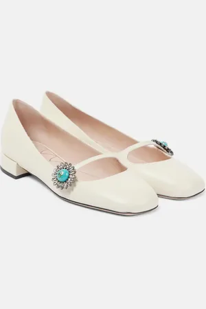 VALENTINO GARAVANI Daisy embellished leather Mary Jane pumps