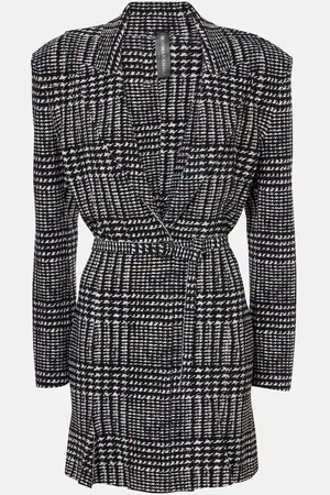 Norma Kamali Belted plaid minidress
